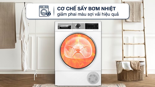 Đặc điểm máy sấy bơm nhiệt Bosch 9 kg WQG24570SG