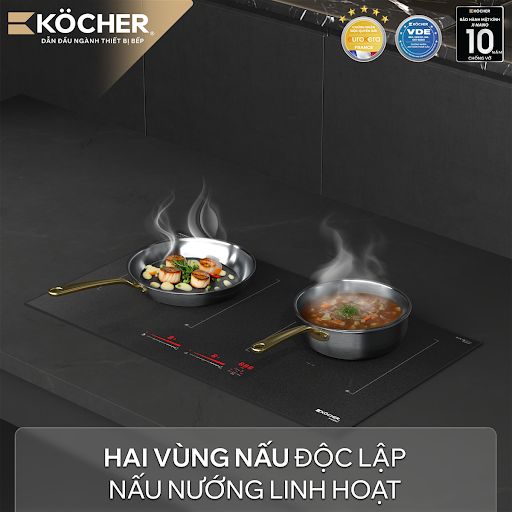 Công suất 4000W cho 2 vùng nấu độc lập + tính năng Booster