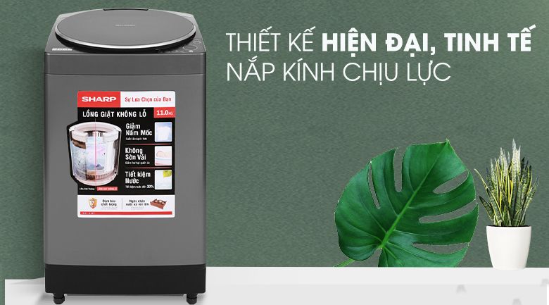 Thiết kế và chất liệu máy giặt Sharp 
