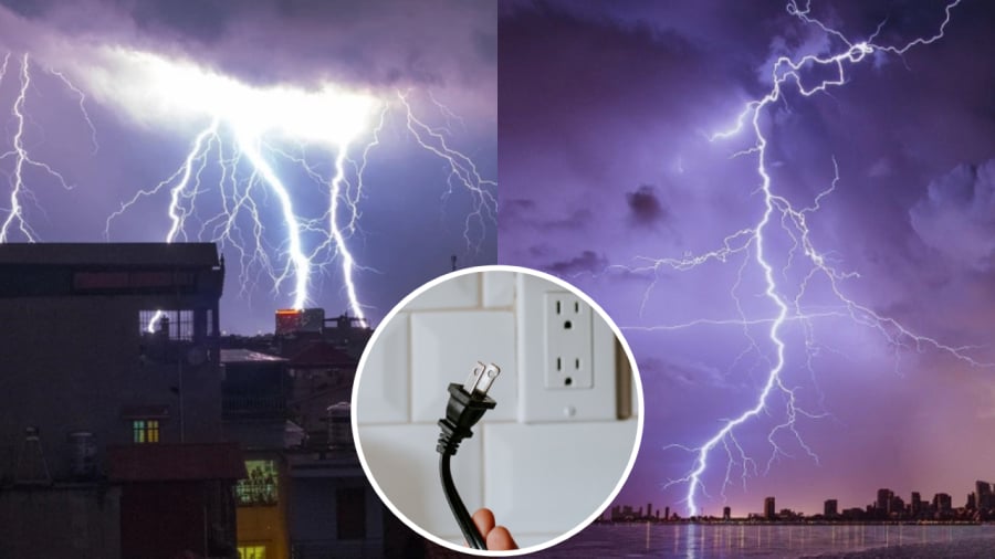 Cần rút phích cắm khi trời bão sấm sét