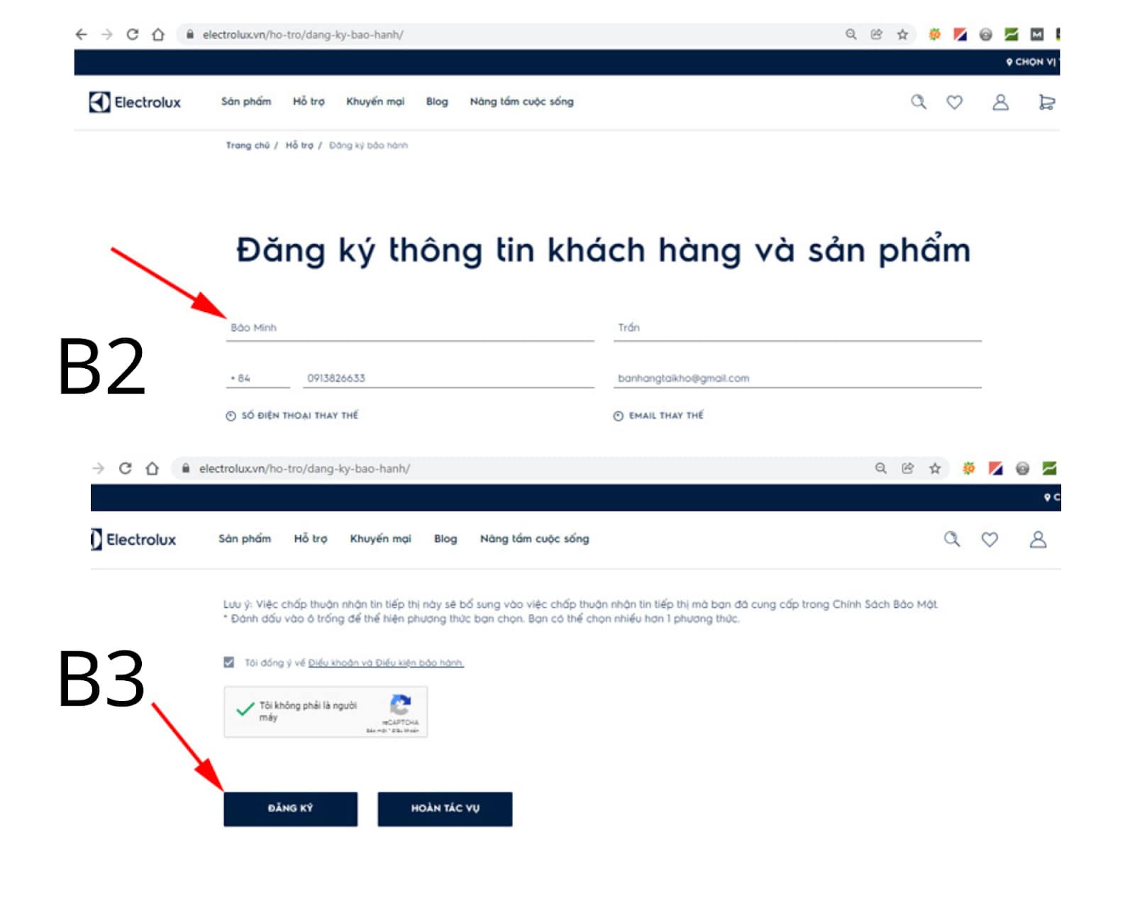 Liên hệ trung tâm bảo hành electrolux