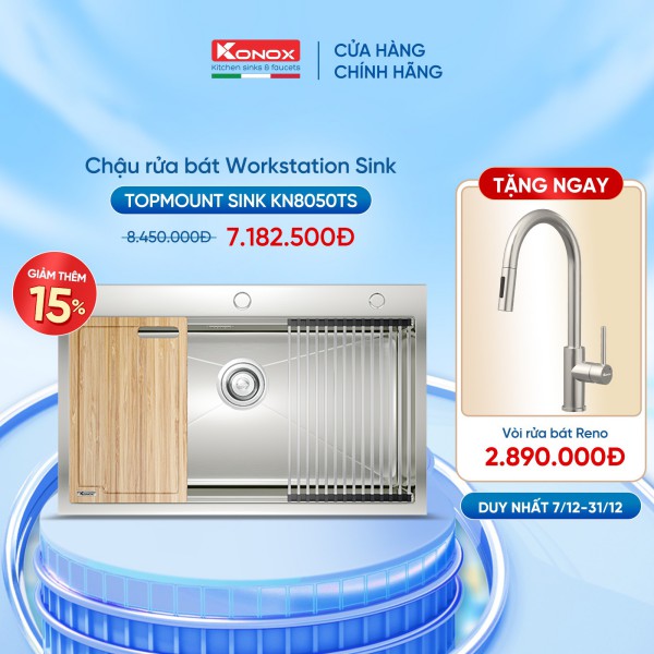 Chậu rửa bát Konox Workstation - Topmount Sink KN8050TS