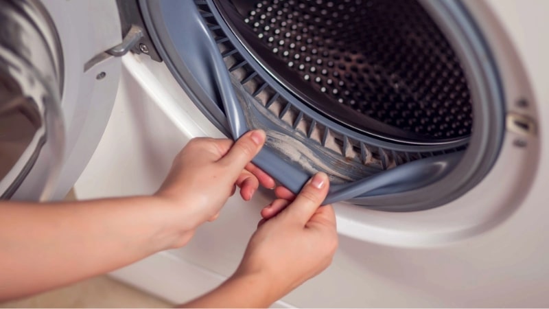 Gioăng cao su máy giặt bị bẩn cần được vệ sinh