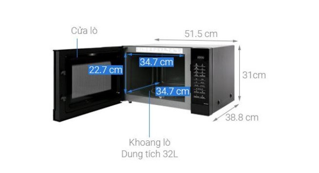 Kích thước bên trong lò vi sóng