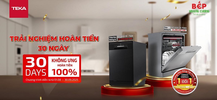 Trải nghiệm máy rửa bát 30 ngày – Hoàn tiền ngay nếu không thích tại Bếp Hoàng Cương