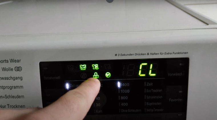 Bật chế độ khóa trẻ em CL trên máy giặt LG