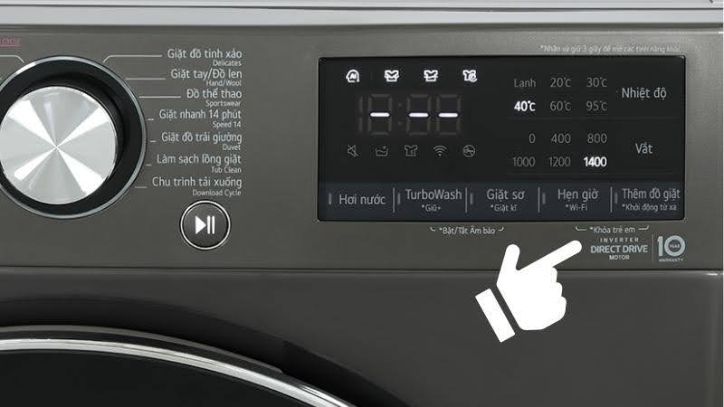 Tắt chế độ khóa trẻ em CL trên máy giặt LG