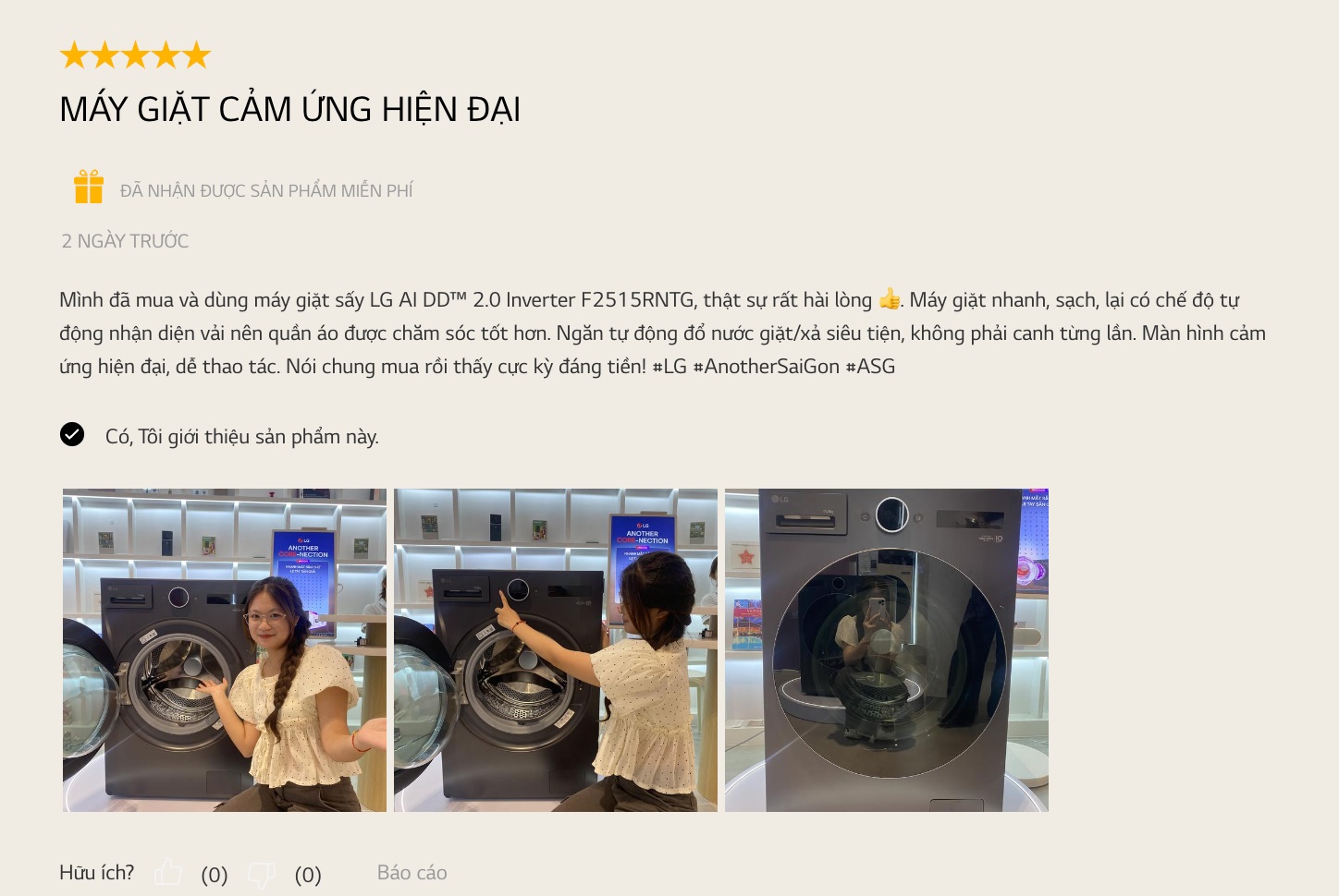 Đánh giá của người dùng về máy giặt LG và Panasonic
