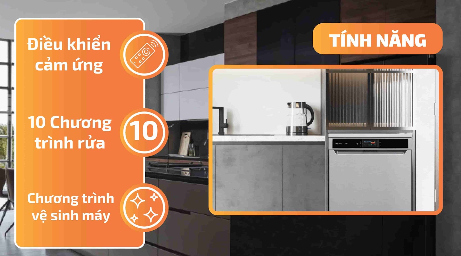 Tính năng và hiệu suất làm sạch máy rửa bát malloca