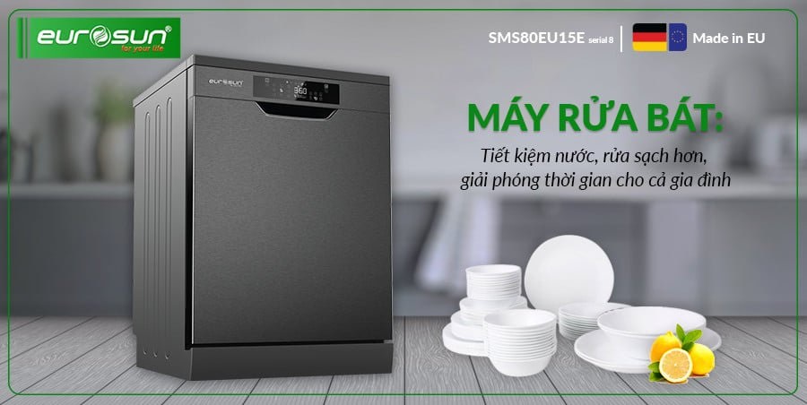 Công nghệ tiết kiệm nước và điện máy rửa bát Eurosun