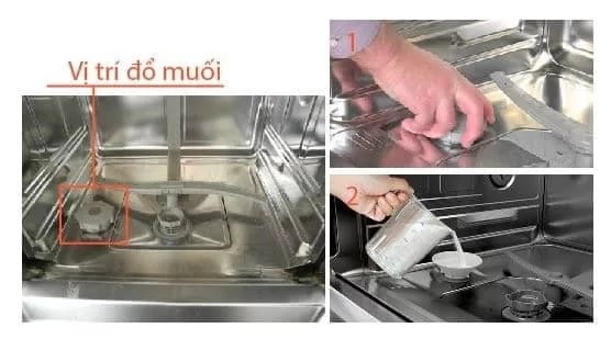 Các bước đổ muối vào máy rửa bát eurosun