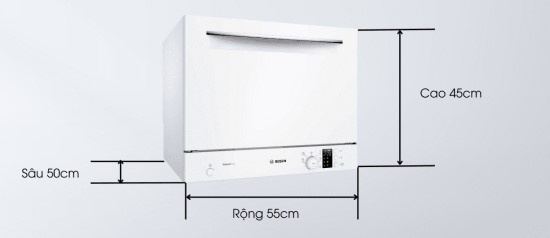 Kích thước máy rửa bát Bosch đặt bàn