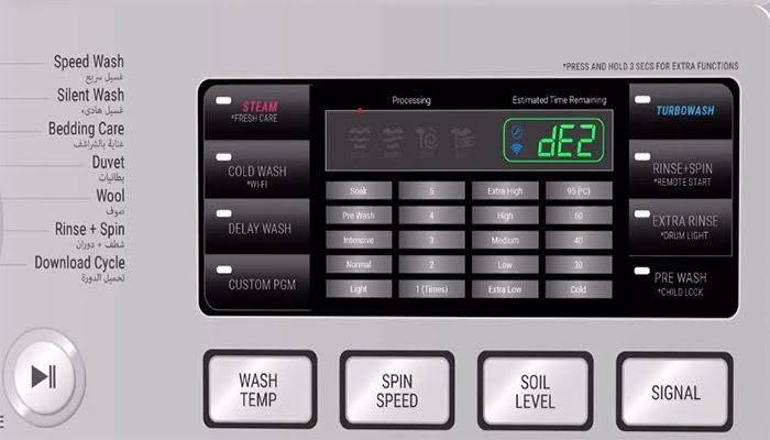 Máy giặt LG báo lỗi DE2 là gì