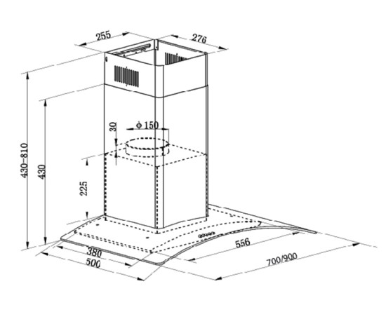 Kích thước máy hút mùi
