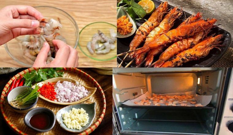 Nướng tôm bằng lò nướng