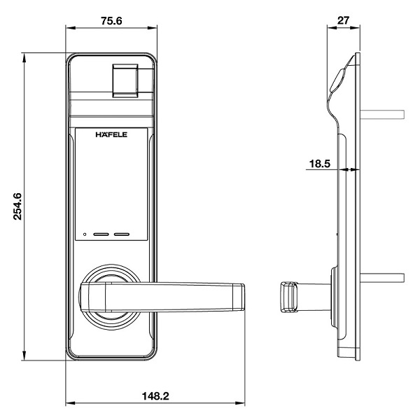 Thông số kỹ thuật của Khóa điện tử Hafele EL7700-TCS 912.05.583