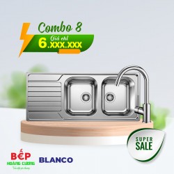 Combo Chậu rửa bát Bosch Blanco DINAS 8S chrome + Vòi rửa bát Blanco MIDA Chrome
