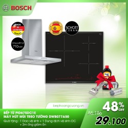 Combo bếp từ Bosch PID675DC1E + hút mùi treo tường DWB077A50