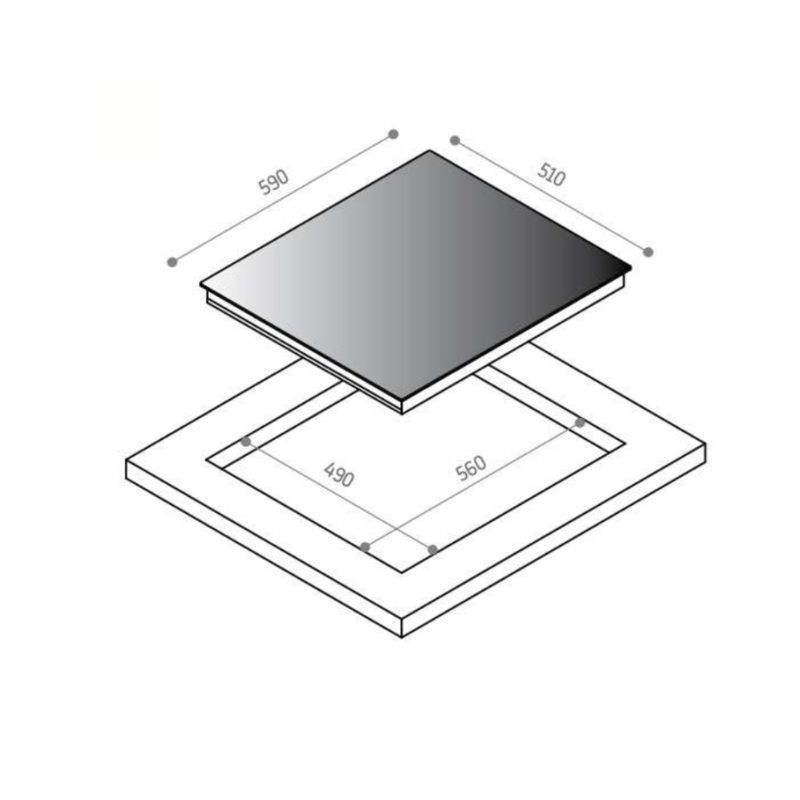 Kích thước bếp từ Upscale 4 vùng nấu FC64B lắp âm