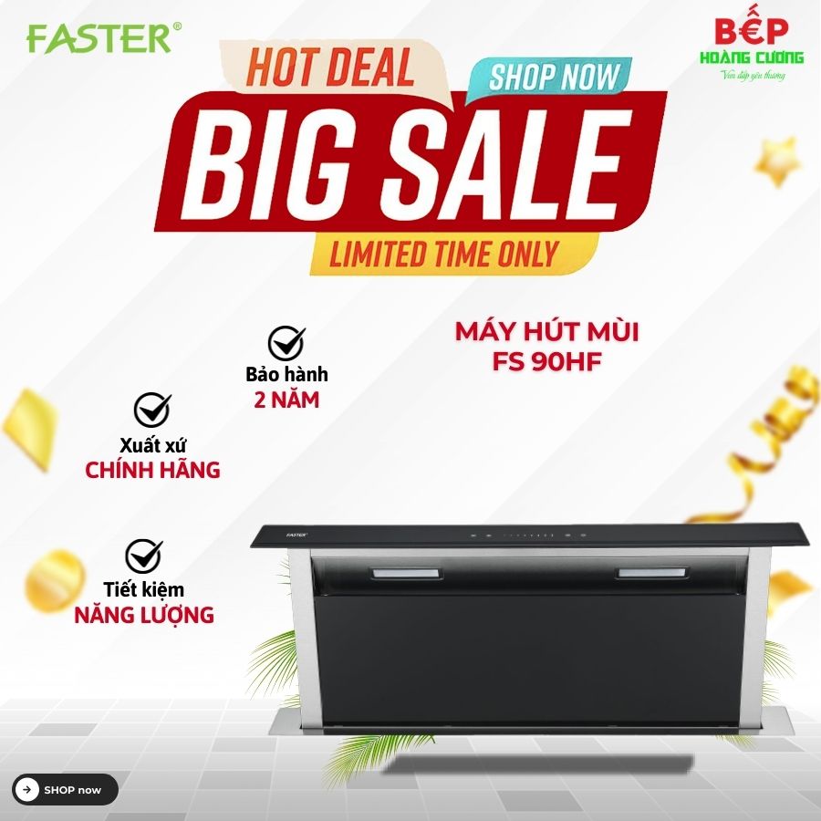 Máy hút mùi âm kệ Faster Down Draff Glass FS 90HF