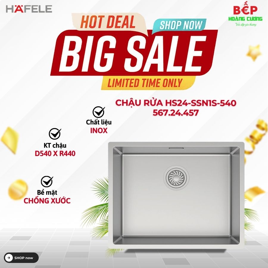 Chậu rửa bát inox 1 hố Hafele HS24-SSN1S-540 567.24.457