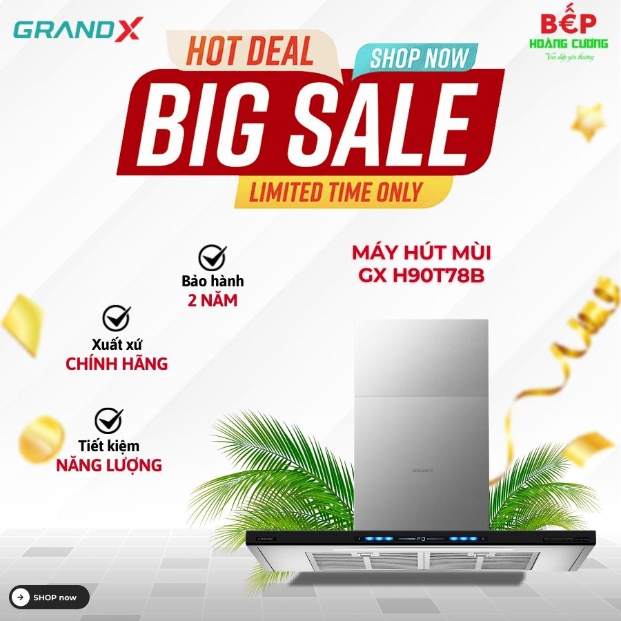 Máy hút mùi áp tường GrandX GX H90T78B