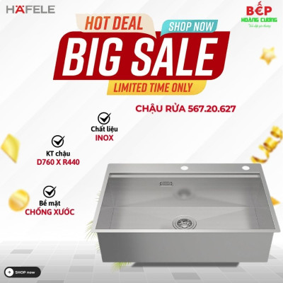 Chậu rửa bát inox 1 hố Hafele WS R0 HS24-SSN1S-7650 567.20.627