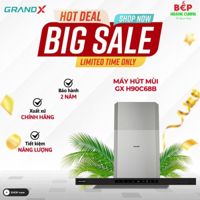 Máy hút mùi áp tường GrandX GX H90C68B