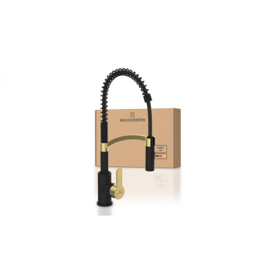 Vòi rửa bát Wasserwerk WK 3 black/matt gold, with spiral spring 700558