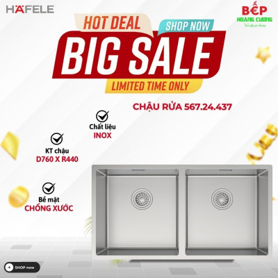 Chậu rửa bát Inox 2 hố Hafele 567.24.437