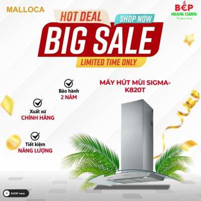 Máy hút khử mùi áp tường Malloca SIGMA-K820T