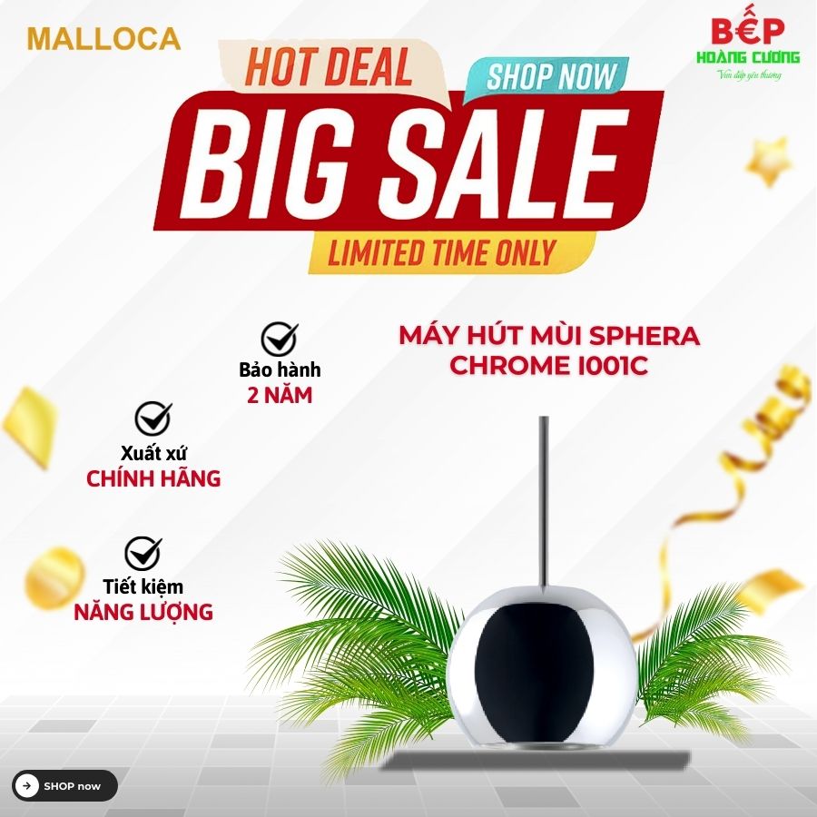 Máy hút khử mùi đảo Malloca Sphera chrome-I001C