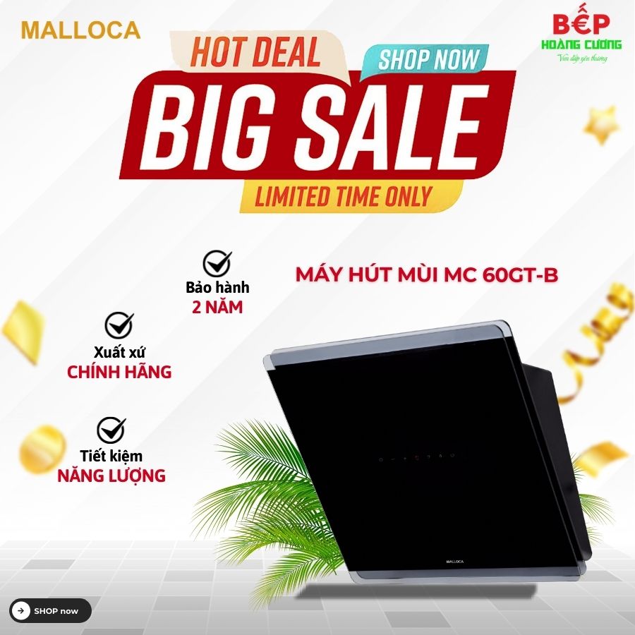 Máy hút mùi áp tường Malloca MC 60GT-B