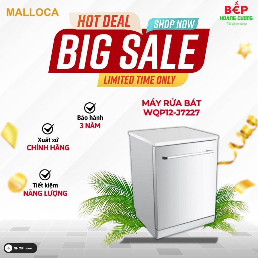 Máy rửa chén đứng độc lập Malloca WQP12-J7227