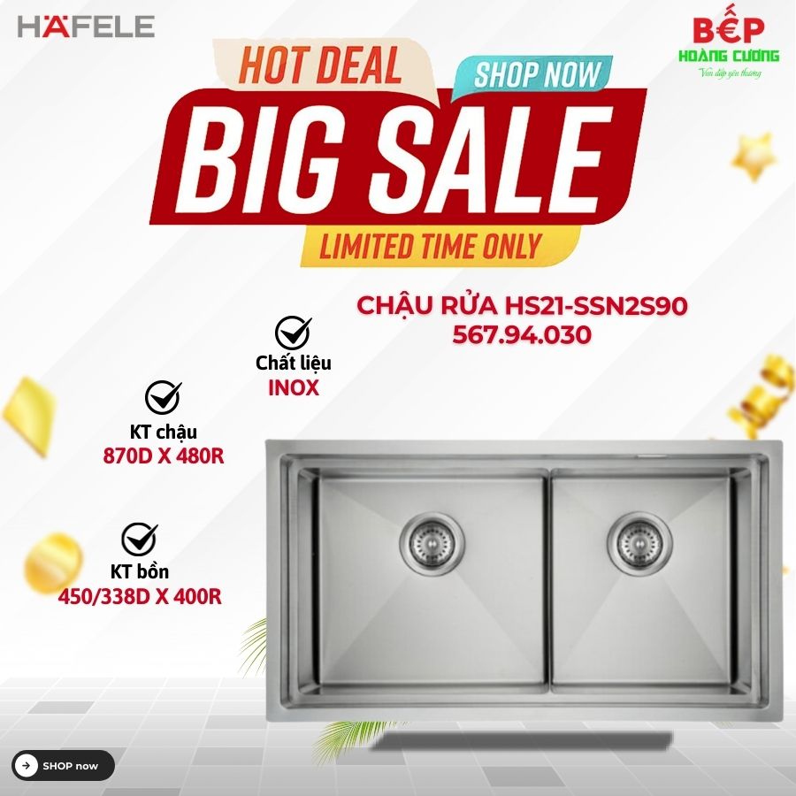 CHẬU INOX HÄFELE HS21-SSN2S90 567.94.030