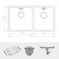 Chậu rửa bát inox 2 hố Konox Cube 8144DU
