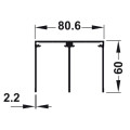Aluflex 80 ray đôi trên màu bạc 3m Hafele 403.75.385