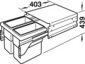 Thùng rác gắn cánh Hafele 502.73.902 2x30L cho tủ 600mm