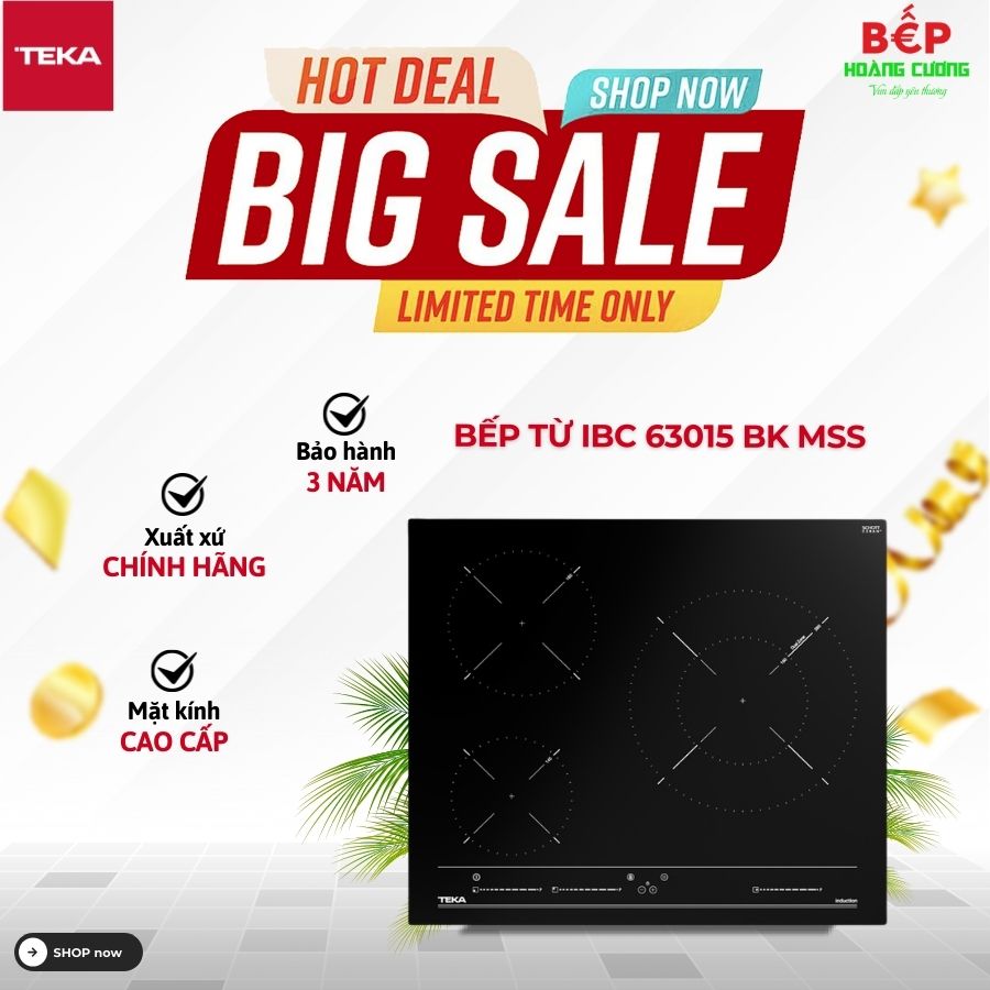 Bếp từ Teka 3 vùng nấu IBC 63015 BK MSS lắp âm 112520018