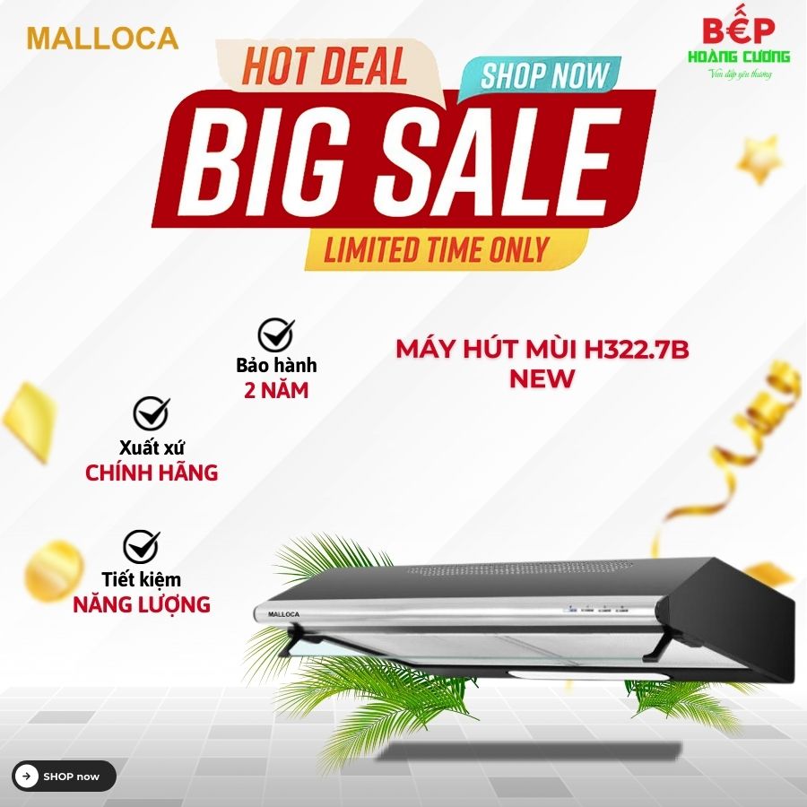 Máy hút khói khử mùi Malloca H322.7B New